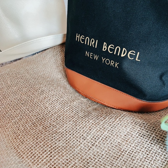 Henri Bendel black tan trim canvas backpack - Picture 10 of 15